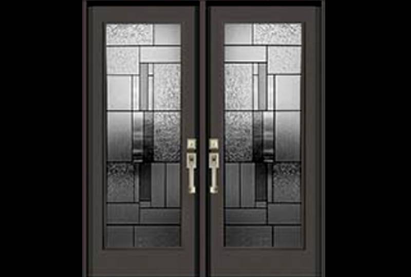 Modern double doors with patterned glass